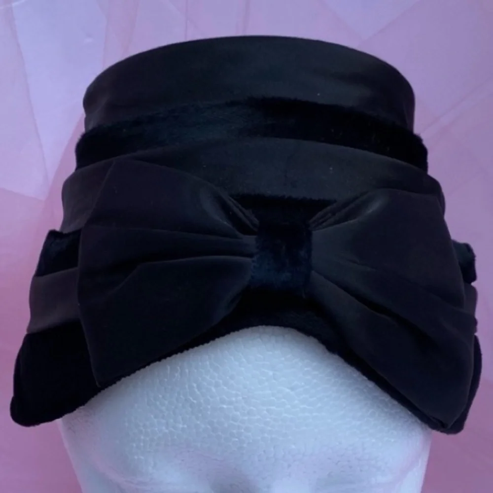 Vintage Turban Black Satin Fascinator Hat - Picture 3 of 9